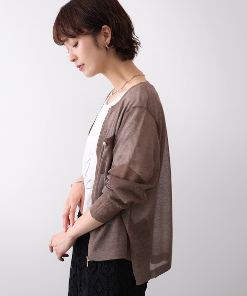 Bou Jeloud(ブージュルード)の「ラメシアージップカーディガン(カーディガン/ボレロ・レディース・チャコールグレー/ネイビー/ブラウン/モカ・FREE)」の8枚目の写真