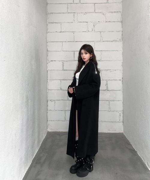 VEILA(ヴェイラ)の「ベルト付きショルダージップデザインコート(チェスターコート・レディース・ブラック・フリー)」の14枚目の写真
