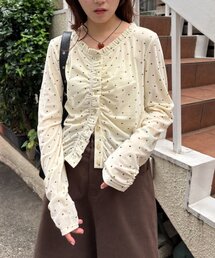 【入荷後、即完！/着映え/初秋最適】ベロアドットカーディガン