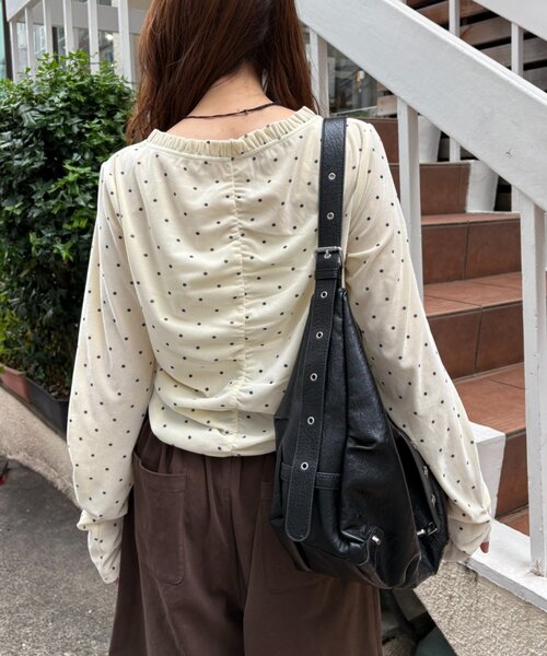w closet(ダブルクローゼット)の「【入荷後、即完!/着映え/初秋最適】ベロアドットカーディガン(Tシャツ/カットソー・レディース・ブルー/アイボリー/ブラウン/ブラック・FREE)」の22枚目の写真