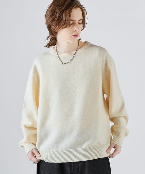 SOCCE(ソーシー)の「ソフトタッチルーズクルー/Vネックニット(ニット/セーター・メンズ・グレー系/ライトグレー/チャコール/ネイビー系/ブラウン/アイボリー・XL/S/L/M)」の7枚目の写真