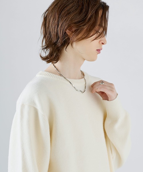 SOCCE(ソーシー)の「ソフトタッチルーズクルー/Vネックニット(ニット/セーター・メンズ・グレー系/ライトグレー/チャコール/ネイビー系/ブラウン/アイボリー・XL/S/L/M)」の12枚目の写真