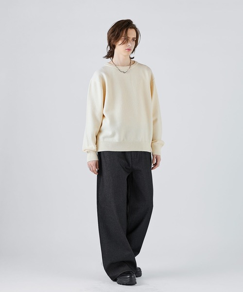 SOCCE(ソーシー)の「ソフトタッチルーズクルー/Vネックニット(ニット/セーター・メンズ・グレー系/ライトグレー/チャコール/ネイビー系/ブラウン/アイボリー・XL/S/L/M)」の16枚目の写真