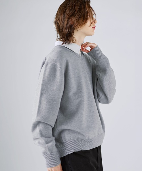 SOCCE(ソーシー)の「ソフトタッチルーズクルー/Vネックニット(ニット/セーター・メンズ・グレー系/ライトグレー/チャコール/ネイビー系/ブラウン/アイボリー・XL/S/L/M)」の21枚目の写真