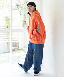 163649:スカラーポップコーン柄 フード付きプルオーバー
