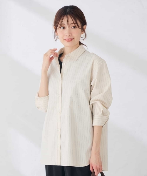 a.v.v(アーヴェヴェ)の「ベーシックシャツ 【洗える/イージーケア】(シャツ/ブラウス・レディース・ホワイト/ベージュ/ダークインディゴブルー・38/36/40)」の3枚目の写真