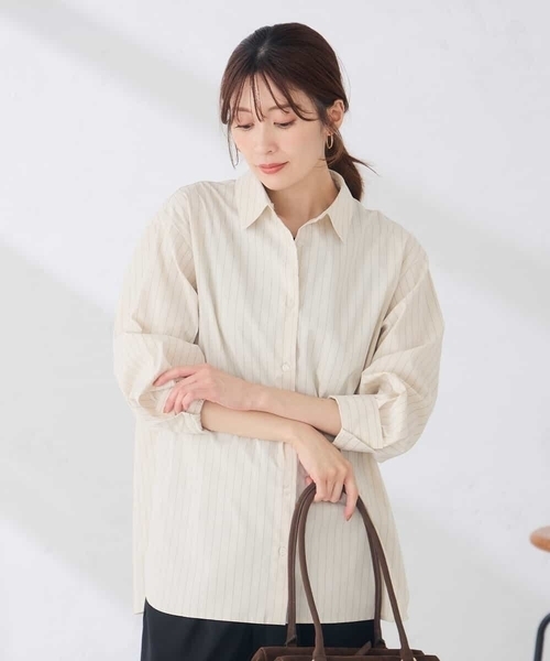 a.v.v(アーヴェヴェ)の「ベーシックシャツ 【洗える/イージーケア】(シャツ/ブラウス・レディース・ホワイト/ベージュ/ダークインディゴブルー・38/36/40)」の14枚目の写真