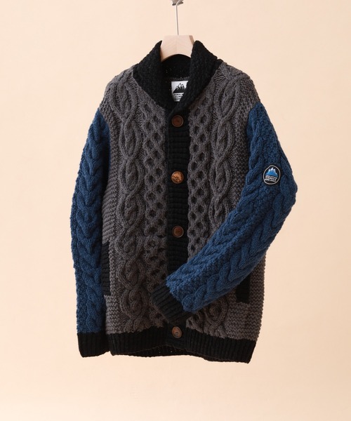 FUNALIVE（ファンアライブ）の「HIMALAYAN CLIMBER'S HAND-KNIT 手編み色切り替えショールカーディガン（カーディガン/ボレロ・メンズ・グレイッシュベージュ/ネイビー/ブラック・M/L）」の16枚目の写真