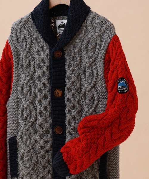 FUNALIVE（ファンアライブ）の「HIMALAYAN CLIMBER'S HAND-KNIT 手編み色切り替えショールカーディガン（カーディガン/ボレロ・メンズ・グレイッシュベージュ/ネイビー/ブラック・M/L）」の20枚目の写真