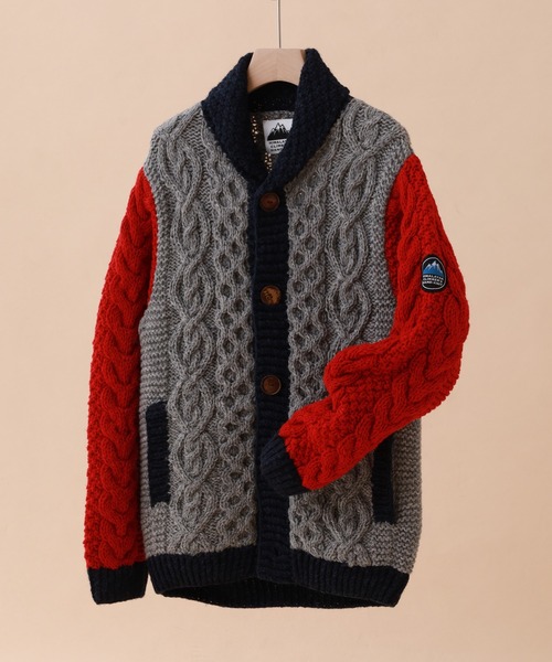FUNALIVE（ファンアライブ）の「HIMALAYAN CLIMBER'S HAND-KNIT 手編み色切り替えショールカーディガン（カーディガン/ボレロ・メンズ・グレイッシュベージュ/ネイビー/ブラック・M/L）」の18枚目の写真