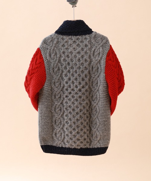 FUNALIVE（ファンアライブ）の「HIMALAYAN CLIMBER'S HAND-KNIT 手編み色切り替えショールカーディガン（カーディガン/ボレロ・メンズ・グレイッシュベージュ/ネイビー/ブラック・M/L）」の19枚目の写真