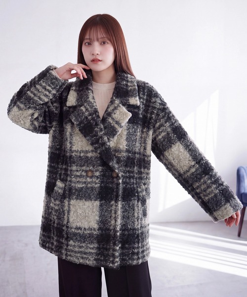ASTORIA ODIER（アストリアオディール）の「フェイクリングチェックコート（その他アウター・レディース・ブラック/ブラウン・MEDIUM）」の5枚目の写真