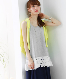 REAL CUBE | REAL CUBE極上素材コットンモダール裾フラワーレースタンクトップ(タンクトップ)