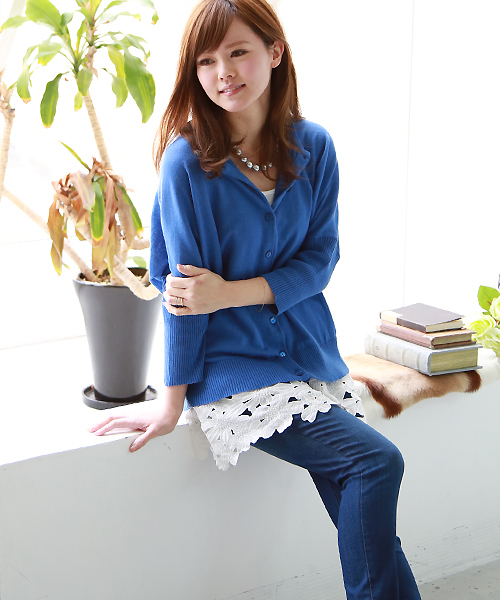 REAL CUBE（リアルキューブ）の「REAL CUBE極上素材コットンモダール裾フラワーレースタンクトップ（タンクトップ・レディース・オフホワイト/ブラック/ホワイト×グレー/ブラック系その他/杢グレー/ホワイト×ネイビー・38/40）」の13枚目の写真