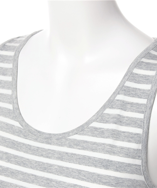 REAL CUBE（リアルキューブ）の「REAL CUBE極上素材コットンモダール裾フラワーレースタンクトップ（タンクトップ・レディース・オフホワイト/ブラック/ホワイト×グレー/ブラック系その他/杢グレー/ホワイト×ネイビー・38/40）」の9枚目の写真