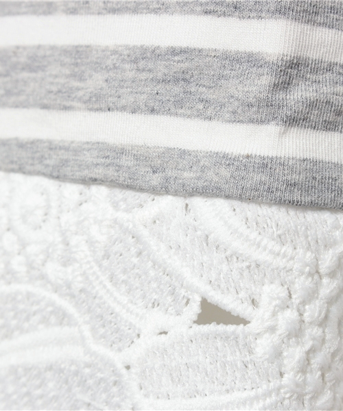 REAL CUBE（リアルキューブ）の「REAL CUBE極上素材コットンモダール裾フラワーレースタンクトップ（タンクトップ・レディース・オフホワイト/ブラック/ホワイト×グレー/ブラック系その他/杢グレー/ホワイト×ネイビー・38/40）」の11枚目の写真