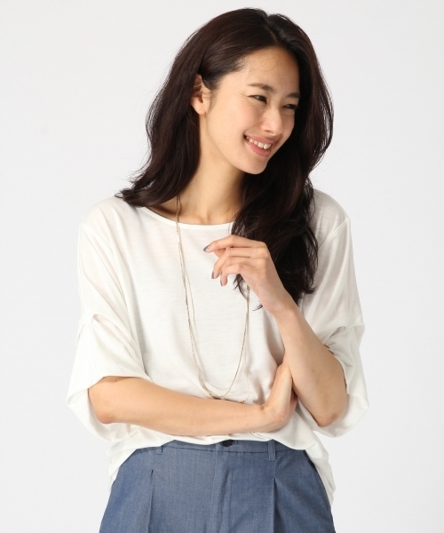 GLOBAL WORK(グローバルワーク)の「【吸水速乾】ソデタックプルオーバー半袖/730747(Tシャツ/カットソー・レディース・ホワイト/ブラック/その他/カーキ/ダークブルー・LARGE/MEDIUM)」の1枚目の写真