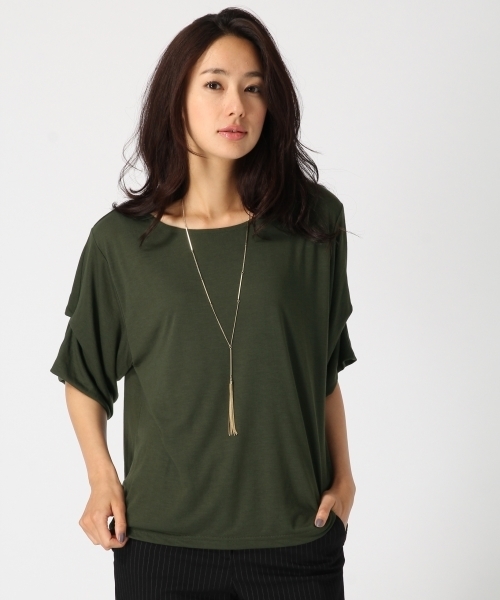 GLOBAL WORK(グローバルワーク)の「【吸水速乾】ソデタックプルオーバー半袖/730747(Tシャツ/カットソー・レディース・ホワイト/ブラック/その他/カーキ/ダークブルー・LARGE/MEDIUM)」の3枚目の写真