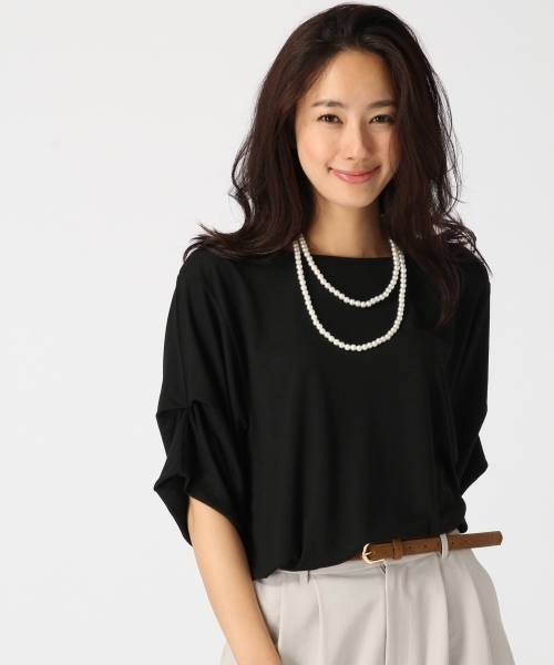 GLOBAL WORK(グローバルワーク)の「【吸水速乾】ソデタックプルオーバー半袖/730747(Tシャツ/カットソー・レディース・ホワイト/ブラック/その他/カーキ/ダークブルー・LARGE/MEDIUM)」の2枚目の写真