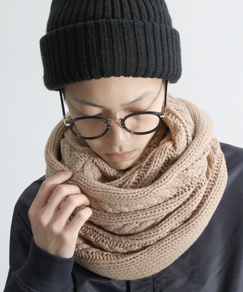 WEGO(ウィゴー)の「WEGO/ケーブルスヌード(ネックウォーマー/スヌード・メンズ・ホワイト/グレー/ワイン/ブラック/キャメル・FREE)」の5枚目の写真