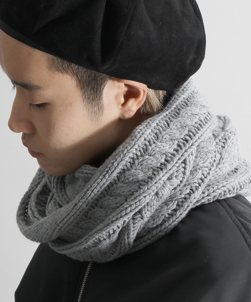 WEGO(ウィゴー)の「WEGO/ケーブルスヌード(ネックウォーマー/スヌード・メンズ・ホワイト/グレー/ワイン/ブラック/キャメル・FREE)」の9枚目の写真