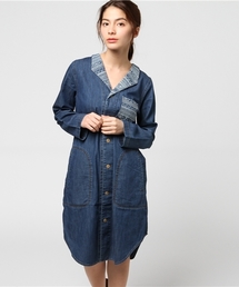 CUBE SUGAR | 5.5ozデニム×刺繍トライアングルカラーワンピース(シャツワンピース)