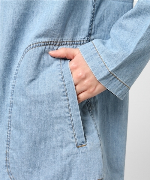 CUBE SUGAR（キューブシュガー）の「5.5ozデニム×刺繍トライアングルカラーワンピース（シャツワンピース・レディース・ネイビー/ブルー系その他/ブルー系その他2・M）」の10枚目の写真