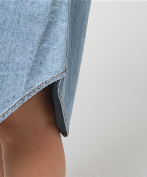 CUBE SUGAR（キューブシュガー）の「5.5ozデニム×刺繍トライアングルカラーワンピース（シャツワンピース・レディース・ネイビー/ブルー系その他/ブルー系その他2・M）」の12枚目の写真