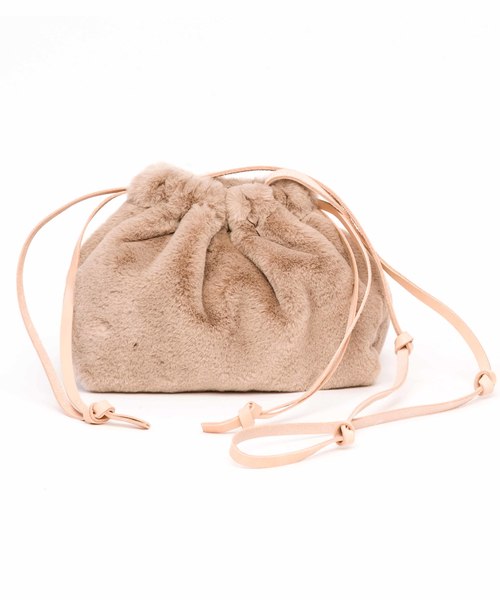 Laugoa(ラウゴア)の「【LAUGOA】 フェイクファー2way巾着バッグ Squeeze /0173-11003 (ショルダーバッグ・レディース・ベージュ/グリーン/ワインレッド/レオパード・FREE)」の5枚目の写真