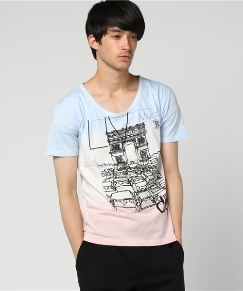 rovtski(ロフトスキー)の「rovtski ラフィー天竺UネックWグラデTシャツ半袖/R01SWU9999(Tシャツ/カットソー・メンズ・ホワイト系その他2/ホワイト系その他4/ホワイト系その他5/ホワイト系その他/ホワイト系その他3・MEDIUM/LARGE)」の4枚目の写真