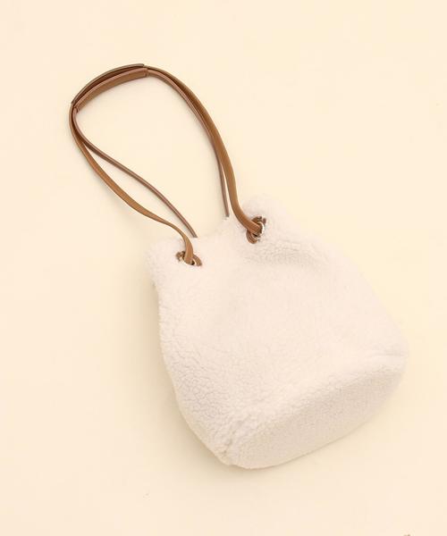 coen（コーエン）の「ボア巾着ショルダーバッグ（ショルダーバッグ・レディース・オフホワイト/ブラウン・FREE）」の3枚目の写真