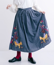 MERLOT | 起毛ギリシャしんわ刺繍スカート7213(スカート)