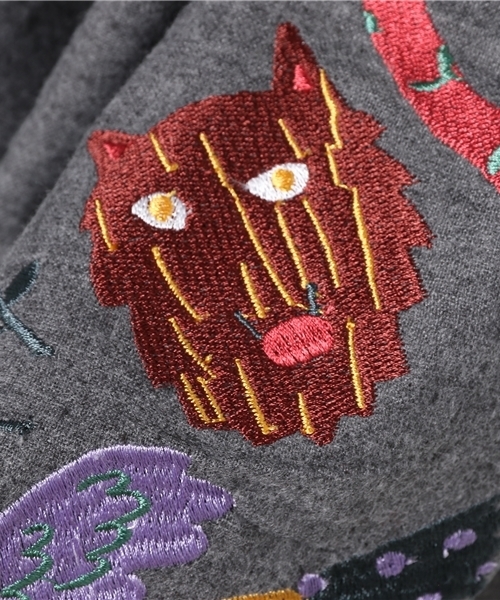 MERLOT（メルロー）の「起毛ギリシャしんわ刺繍スカート7213（スカート・レディース・グレー/ネイビー/ベージュ・FREE）」の9枚目の写真