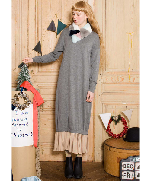 シロップ シロップ の ゆるっとかわいいプリーツドッキングニットワンピース ワンピース Wear シロップ シロップ の ゆるっとかわいいプリーツドッキングニットワンピース ワンピース Wear