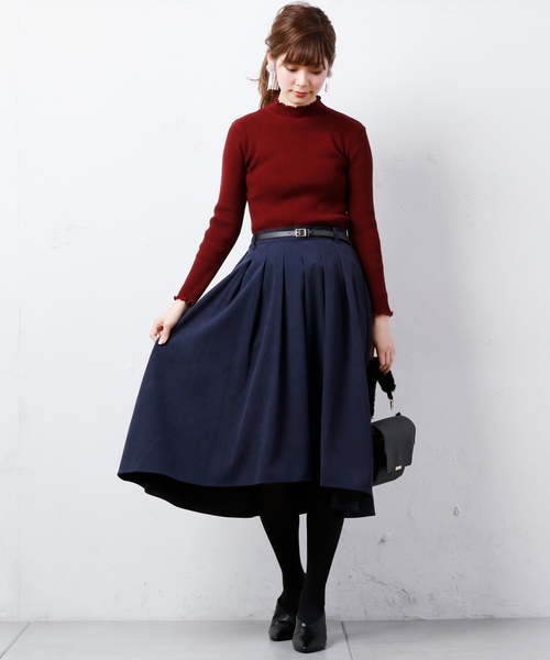 natural couture（ナチュラルクチュール）の「細ベルト付きイレヘムSK（スカート・レディース・グレー系その他/ブラウン系その他/ネイビー/キャメル/ピンク・FREE）」の4枚目の写真