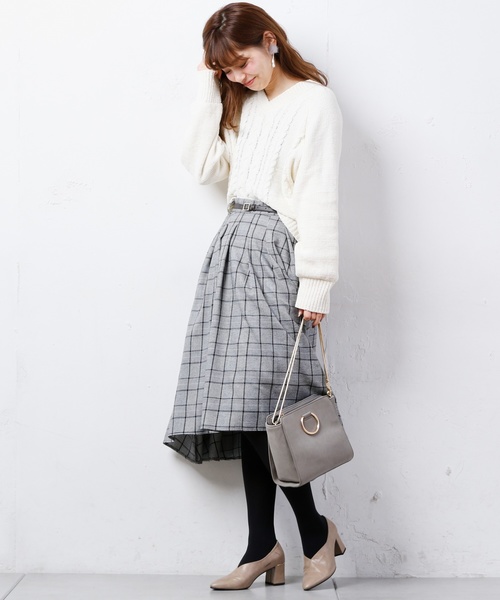 natural couture（ナチュラルクチュール）の「細ベルト付きイレヘムSK（スカート・レディース・グレー系その他/ブラウン系その他/ネイビー/キャメル/ピンク・FREE）」の7枚目の写真