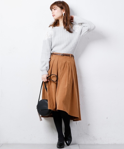 natural couture（ナチュラルクチュール）の「細ベルト付きイレヘムSK（スカート・レディース・グレー系その他/ブラウン系その他/ネイビー/キャメル/ピンク・FREE）」の12枚目の写真