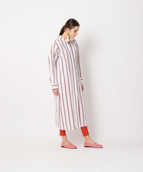 Steven Alan（スティーブンアラン）の「＜Steven Alan＞∴STRIPE COAT SHIRT DRESS/ワンピース：о（シャツワンピース・レディース・ネイビー/ライトピンク・SMALL/MEDIUM）」の3枚目の写真