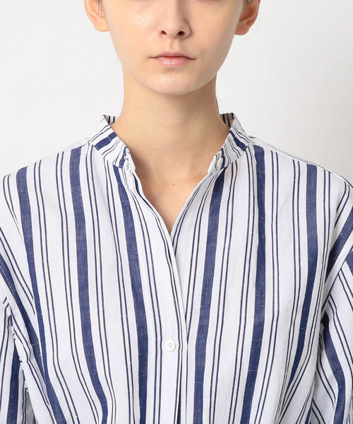 Steven Alan（スティーブンアラン）の「＜Steven Alan＞∴STRIPE COAT SHIRT DRESS/ワンピース：о（シャツワンピース・レディース・ネイビー/ライトピンク・SMALL/MEDIUM）」の10枚目の写真