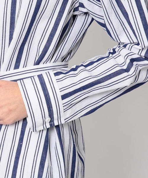 Steven Alan（スティーブンアラン）の「＜Steven Alan＞∴STRIPE COAT SHIRT DRESS/ワンピース：о（シャツワンピース・レディース・ネイビー/ライトピンク・SMALL/MEDIUM）」の11枚目の写真
