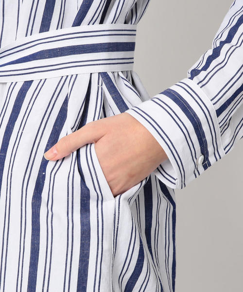 Steven Alan（スティーブンアラン）の「＜Steven Alan＞∴STRIPE COAT SHIRT DRESS/ワンピース：о（シャツワンピース・レディース・ネイビー/ライトピンク・SMALL/MEDIUM）」の12枚目の写真