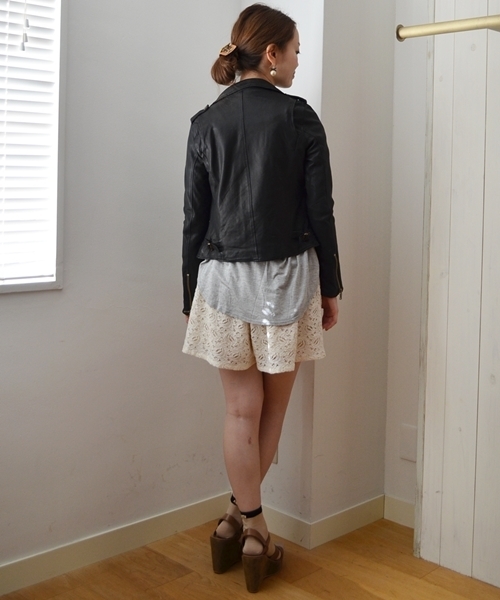 SHIPS for women（シップスフォーウィメン）の「★★ラムレザー　ダブルジャケット◇（ライダースジャケット・レディース・ブラック/ベージュ/ネイビー・SMALL/MEDIUM）」の5枚目の写真