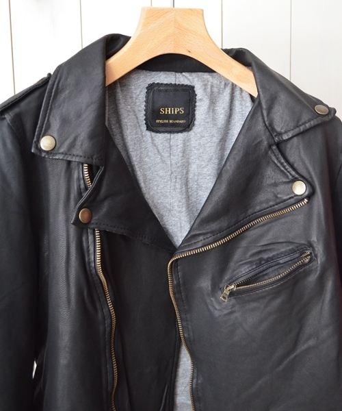 SHIPS for women（シップスフォーウィメン）の「★★ラムレザー　ダブルジャケット◇（ライダースジャケット・レディース・ブラック/ベージュ/ネイビー・SMALL/MEDIUM）」の8枚目の写真