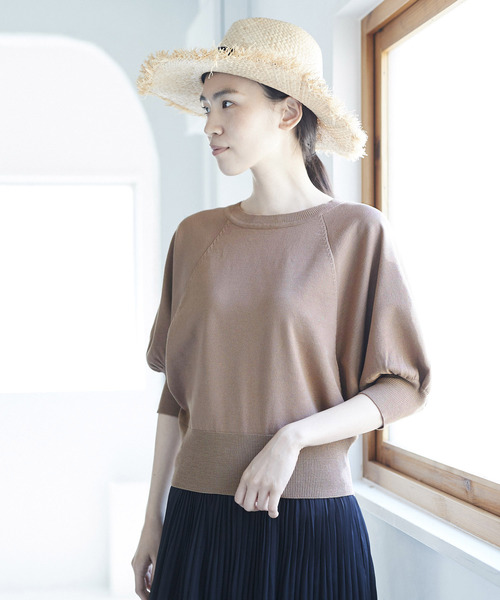 AMERICAN HOLIC（アメリカンホリック）の「・クルーネックボリュームスリーブプルオーバー（ニット/セーター・レディース・ネイビー/ブルー/オフホワイト/レッド/ブラウン/ブルーグリーン・FREE）」の3枚目の写真