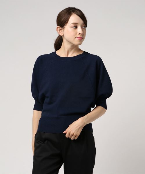 AMERICAN HOLIC（アメリカンホリック）の「・クルーネックボリュームスリーブプルオーバー（ニット/セーター・レディース・ネイビー/ブルー/オフホワイト/レッド/ブラウン/ブルーグリーン・FREE）」の4枚目の写真