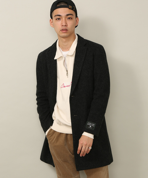 ADAM ET ROPE'（アダムエロペ）の「ADELAIDE メリノウールチェスターコート（チェスターコート・メンズ・ブラック/グレー/チャコールグレー/ネイビー・M/L/LL）」の2枚目の写真