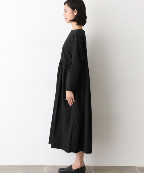 かぐれ　ドット2WAYギャザー ワンピース 黒　ブラック かぐれ（カグレ）の「『低身長向けも展開』ドット2WAYギャザー