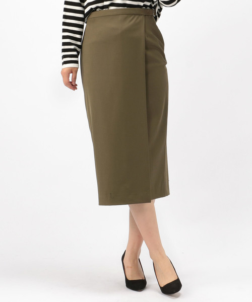 Liesse(リエス)の「T/W高密度トリコチンラップスカート(スカート・レディース・カーキ/ネイビー・S/M)」の2枚目の写真