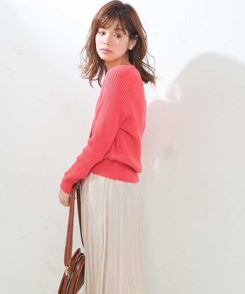 natural couture(ナチュラルクチュール)の「もちもちリブカーディガン(カーディガン/ボレロ・レディース・アイボリー/ブラック/サックスブルー/ピンク/ピンクベージュ・FREE)」の2枚目の写真