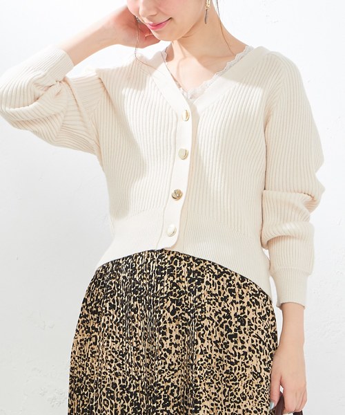 natural couture(ナチュラルクチュール)の「もちもちリブカーディガン(カーディガン/ボレロ・レディース・アイボリー/ブラック/サックスブルー/ピンク/ピンクベージュ・FREE)」の3枚目の写真